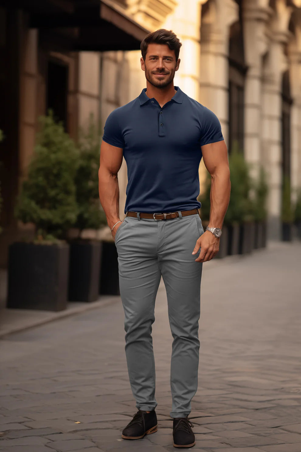 CAVALIERE MINIMALE: PLAIN WRINKLE-FREE MUSCLE POLO