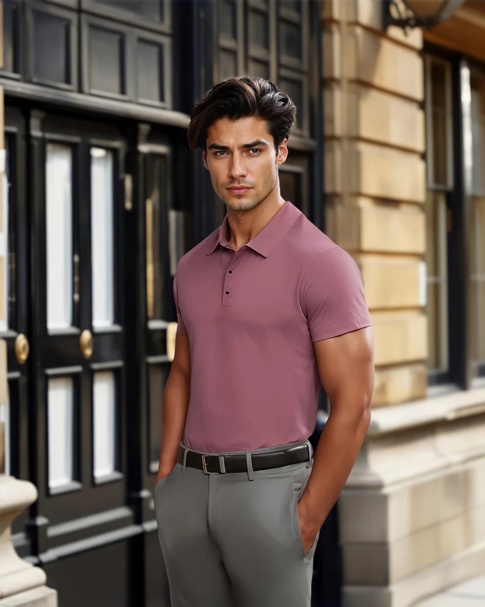 CAVALIERE MINIMALE: PLAIN WRINKLE-FREE MUSCLE POLO