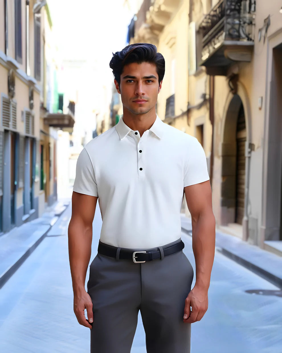 CAVALIERE MINIMALE: PLAIN WRINKLE-FREE MUSCLE POLO