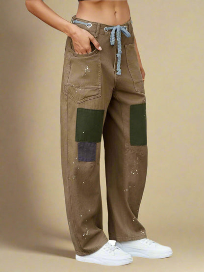 Felixa - Wide Leg Patchwork Denim Pants